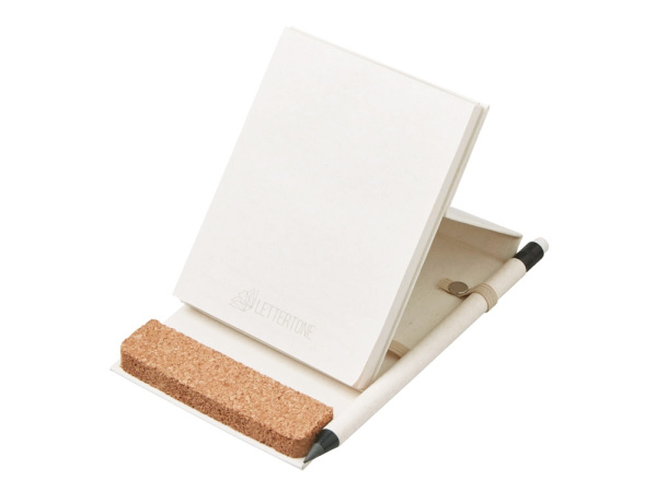Блокнот А6 «Milky S» с подставкой из пробки, Цвет молочно-белый
