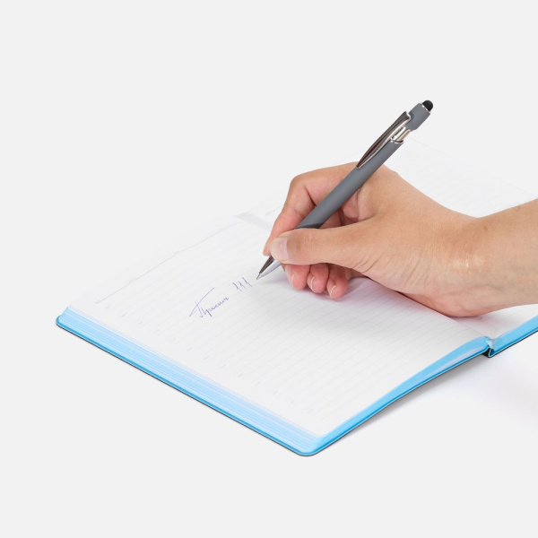 Ручка шариковая Pointer Soft Touch со стилусом, серая, 14,3х1 см