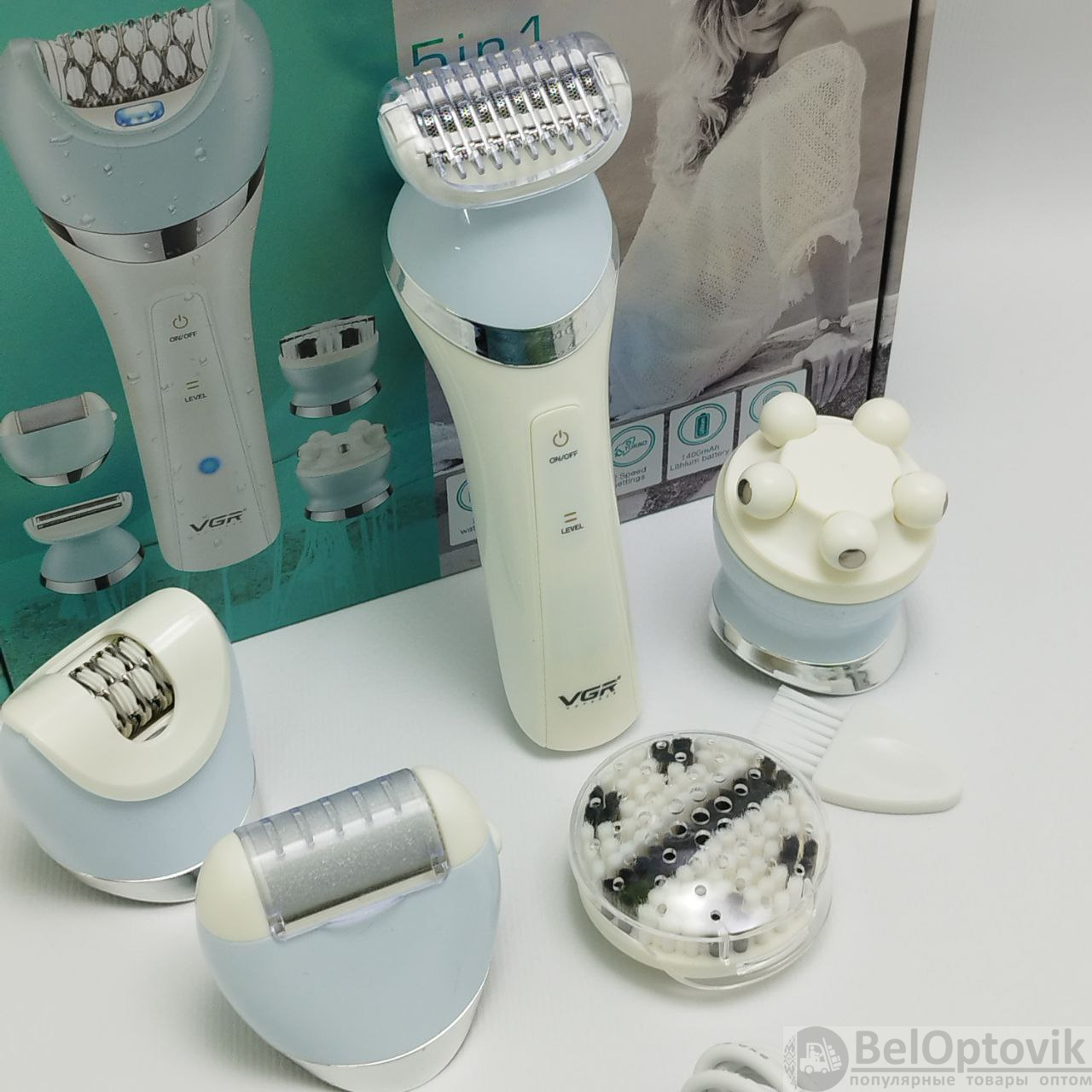 Профессиональный женский эпилятор VGR V-703 VOYAGER PROFESSIONAL LADY CARE  SET / водонепроницаемый триммер 5 в 1 (5 насадок) (арт: tr-12309) от  1 520 ₽ рублей оптом в Москве