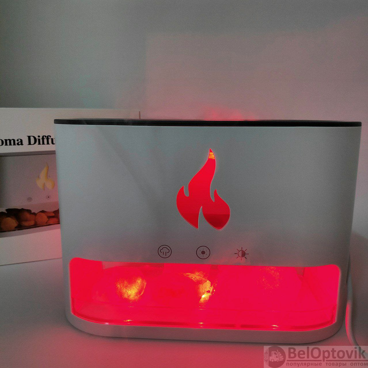 Аромадиффузор - ночник с эффектом камина Aroma Diffuser Touch Panel Version (4 вида подсветки, камни из гималайской соли, таймер)
