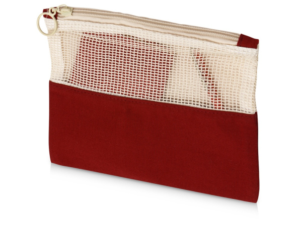 Косметичка «Mesh» хлопковая с сетчатой вставкой, Цвет красный