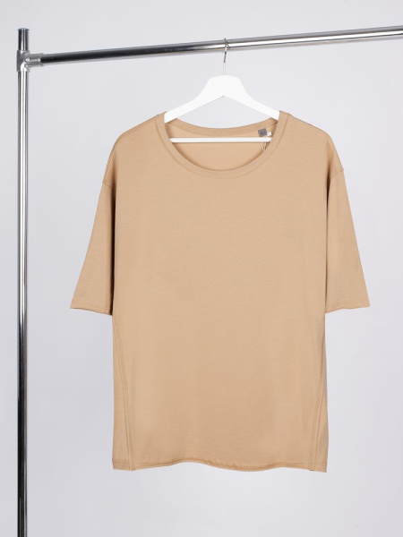 Футболка оверсайз унисекс Vozduh, бежевая, XS–XXL