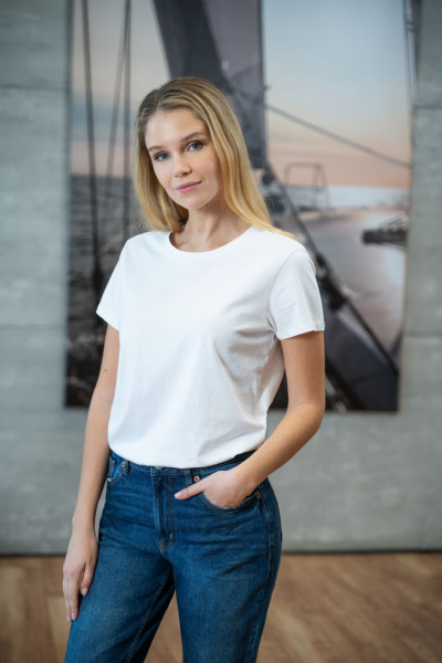 Футболка женская Ladies American U, синяя, S-XXL