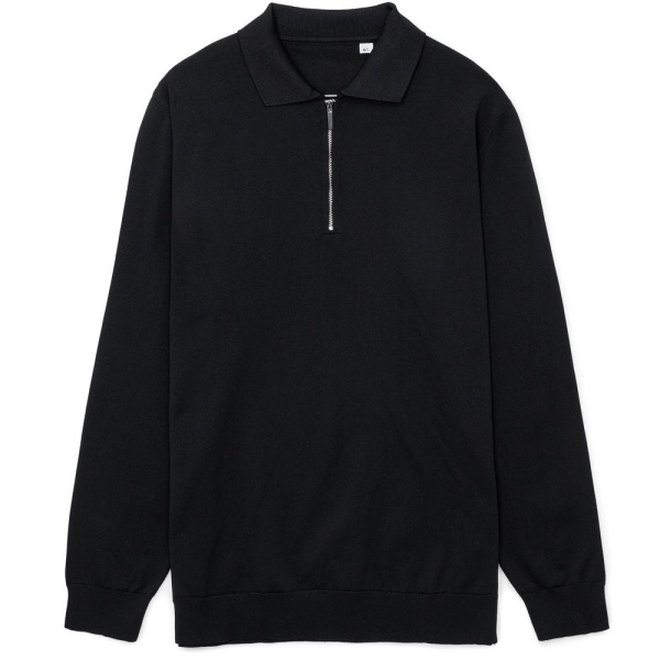 Рубашка поло мужская с длинным рукавом Terrazzo, черная, S–3XL
