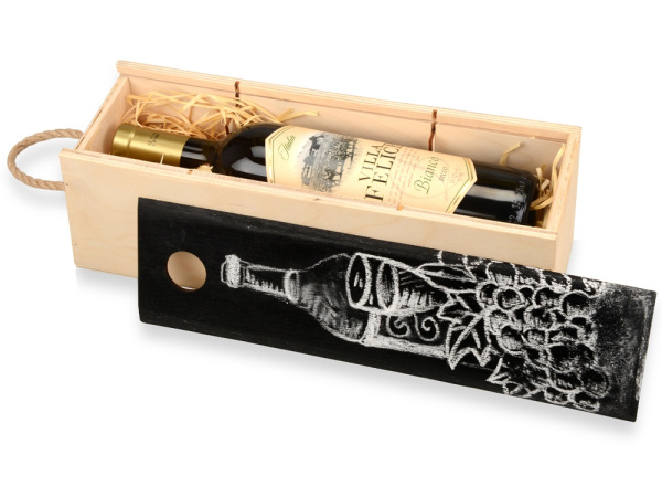 Пенал под алкоголь с покрытием для рисования мелом, Цвет натуральный