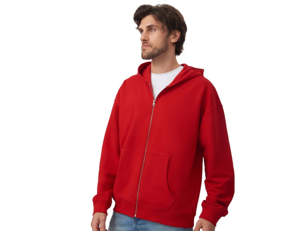 Толстовка оверсайз с капюшоном на молнии «Monaco», Размер XL-2XL, Цвет красный