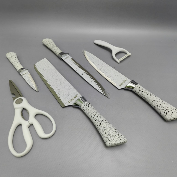 Набор кухонных ножей из нержавеющей стали 6 предметов ZEPTEP ZP-003/ Подарочная упаковка
