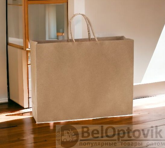 Пакет бумажный MAPLE / Крафтовый пакет 41х32х12 см, с короткими усиленными ручками витой формы