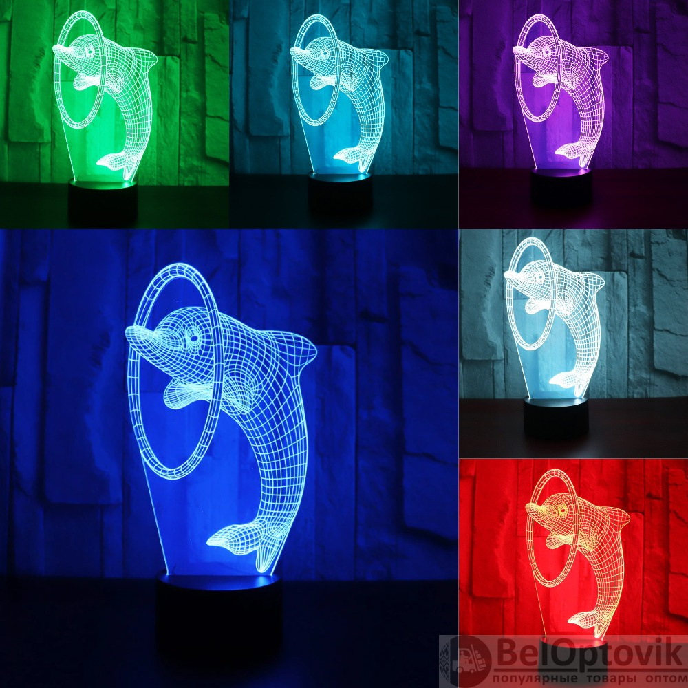 3 D ночник Creative Desk Lamp (Настольная лампа голограмма 3Д, ночник)  (арт: de-10718) от 290 ₽ рублей оптом в Москве