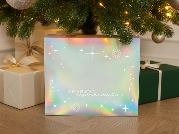 Подарочная коробка с голографическим шубером «Aurora», XL, Размер XL, Цвет черный/голография