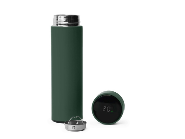 Термос FAMILY MARK LED, индикатор, soft touch, Цвет темно-зеленый