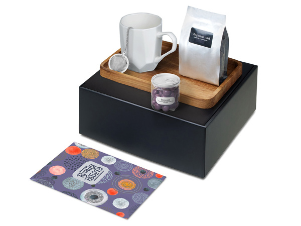 Подарочный набор «Re:y. Hearth»  с кружкой, подносом и чаем, Цвет белый