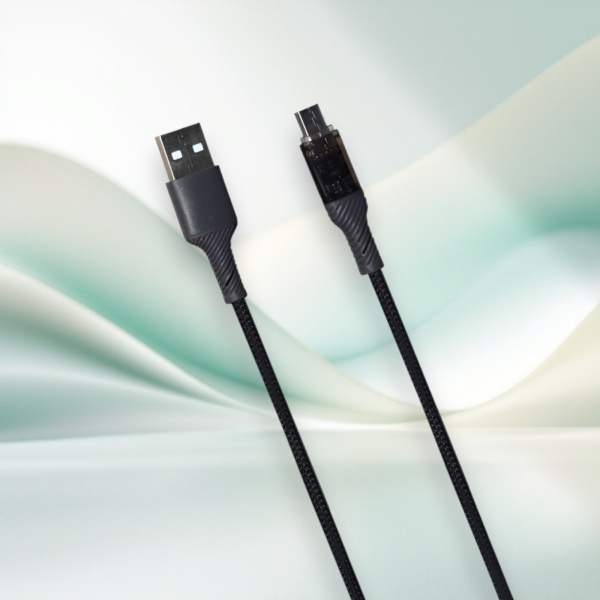 Кабель USB MRM MR92m USB-Micro, длина 1000мм, ток 3А, черный / Высокая скорость зарядки и усиленная защита от износа