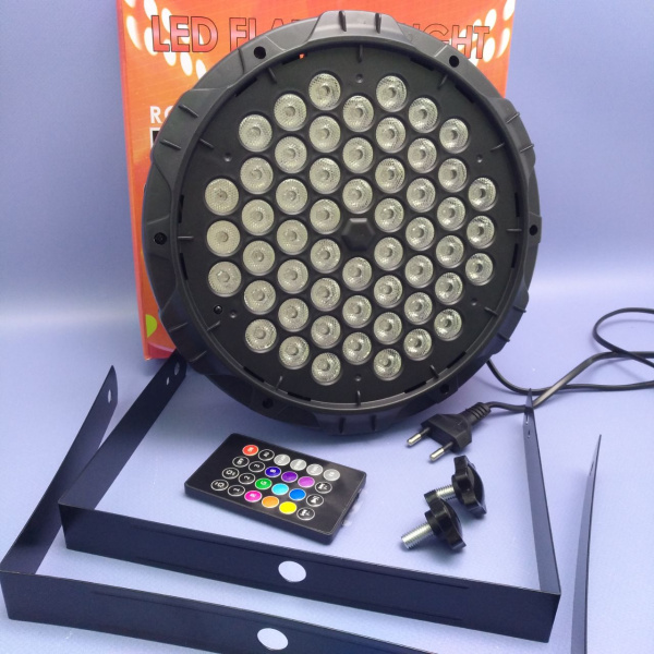  Светодиодный прожектор - светомузыка Led Flat Par Light, 54 диода с пультом ДУ / Сценический свет для вечеринок, диско и праздников