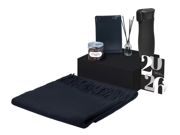 Подарочный набор «Re:Harmony» с палантином и термокружкой, Цвет черный