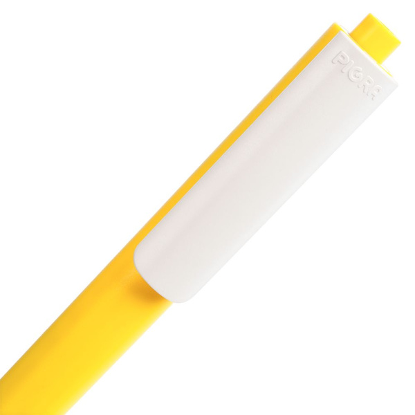 Ручка шариковая Pigra P03 Mat, желтая с белым, 14x1,1 см