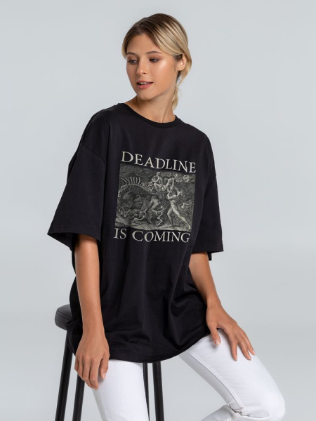 Футболка оверсайз Deadline, черная, XS–XXL