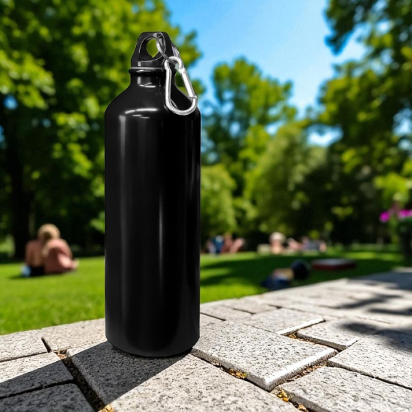Алюминиевая бутылка с карабином Alulight 750 мл., 24.5х7.2см.