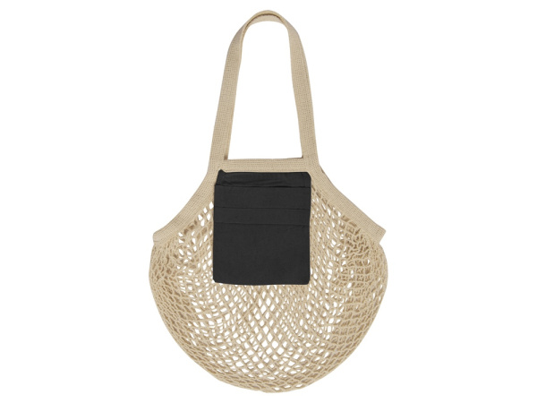 Сумка-авоська для шопинга «Mesh» хлопковая, Цвет натуральный/черный