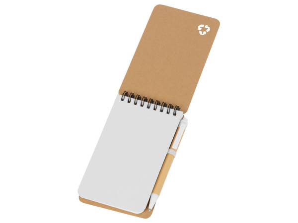 Блокнот «Masai» с шариковой ручкой, Цвет бежевый, белый