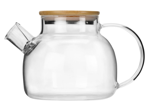 Заварочный чайник с бамбуковой крышкой «Sencha», Цвет прозрачный, коричневая крышка