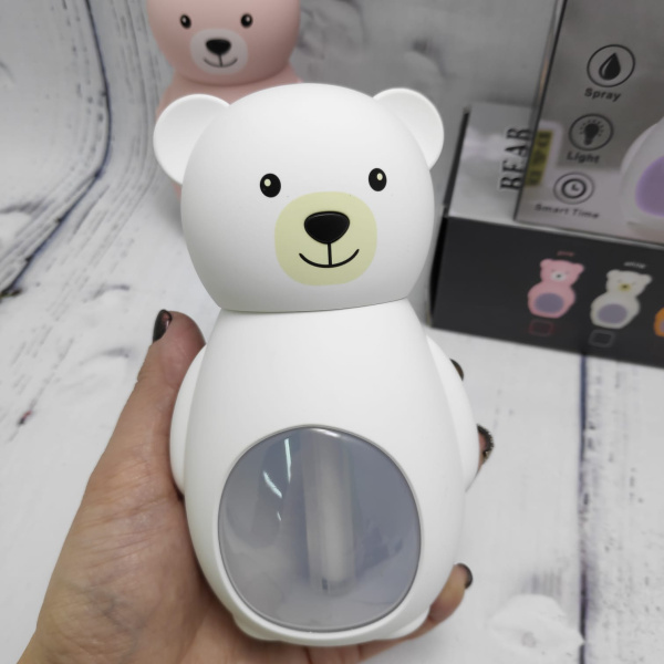 Увлажнитель - аромадиффузор воздуха "Медвежонок" Bear Humidifier с подсветкой, 150 ml,220V Белый