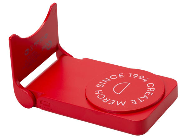 Магнитный внешний аккумулятор «MagnIQ», 5000 mAh с тампопечатью, Цвет красный