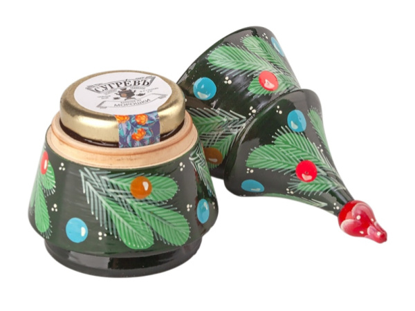 Подарочный набор "Народы России" с чаем и вареньем в деревянной шкатулке без лого, Цвет крафт/многоцвет