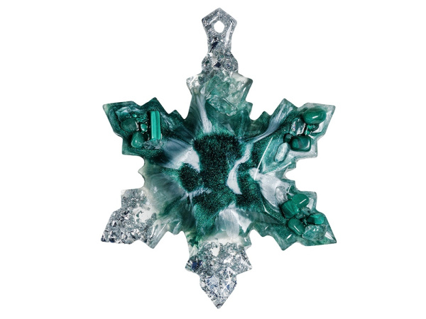 Набор елочных игрушек: Полумесяц, Снежинка, Цвет Авантюрин (зеленый)