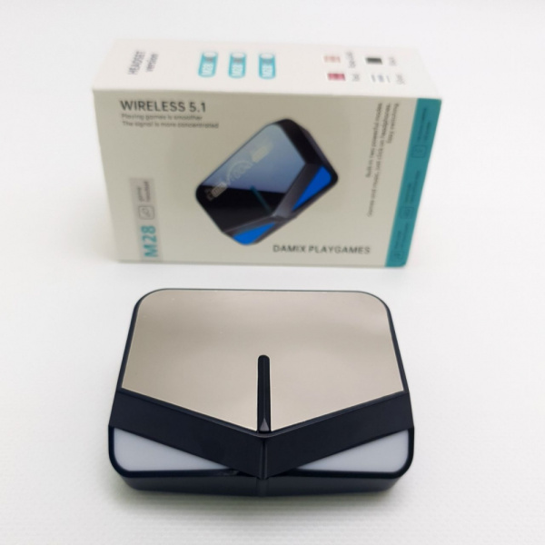 Беспроводные игровые наушники М28 Play Games, PowerBank, Bluetooth 5.1 , сенсорное управление в зарядном кейсе (функция Powerbank)