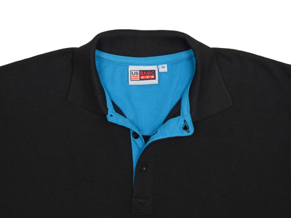 Рубашка поло "Solo" мужская, Размер L, Цвет черный/аква