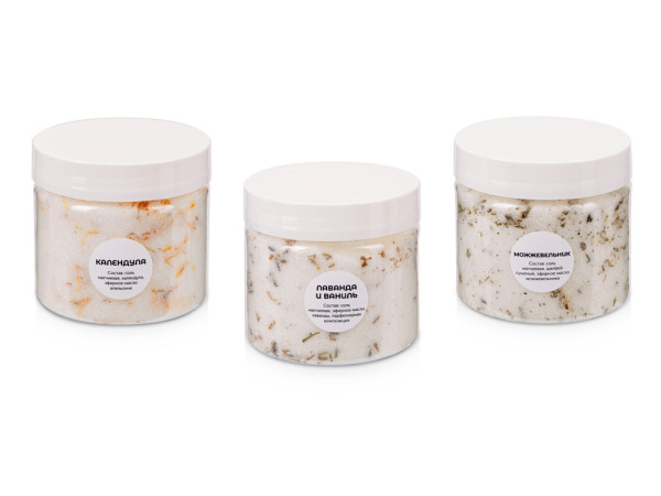 Подарочный набор с солью для ванны и свечой, Цвет белый