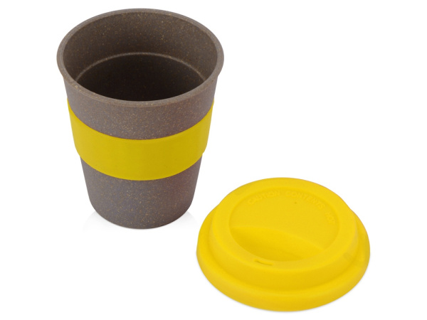 Стакан из бамбукового волокна «Café», Цвет серо-коричневый/желтый