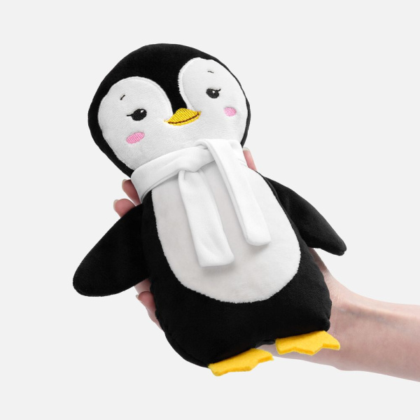 Мягкая игрушка Beastie Toys, пингвиненок с белым шарфом, 21,5х9,5 см
