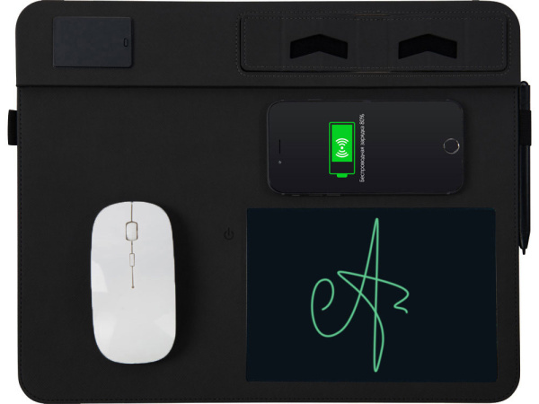 Многофункциональный коврик для мыши «Multi Pad» с беспроводной зарядкой и LCD экраном, 10 Вт, Цвет черный