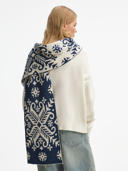 Шарф Wintertude L, синий с белым, 27х180 см