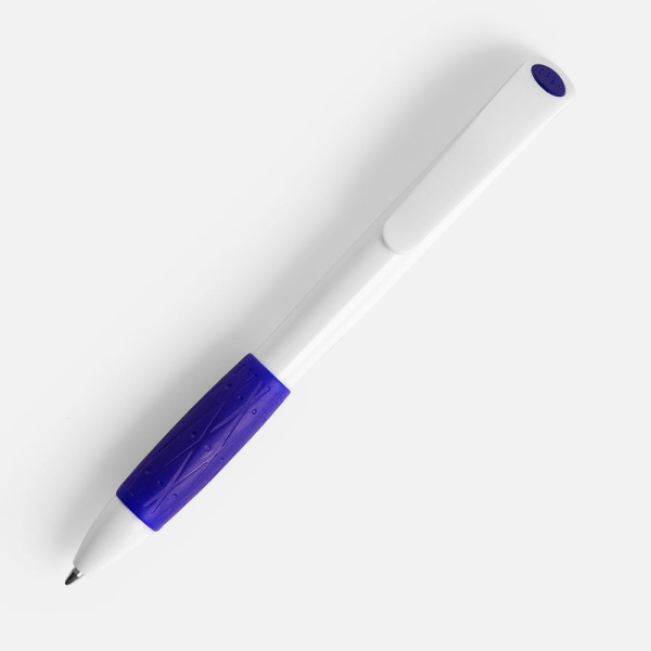 Ручка шариковая Grip, белая (молочная) с синим, 13,2х1,1 см