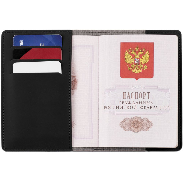 Обложка для паспорта Shall Simple, черный, 13,6х10 см