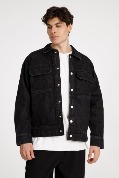 Куртка джинсовая O2, черная, XS–4XL