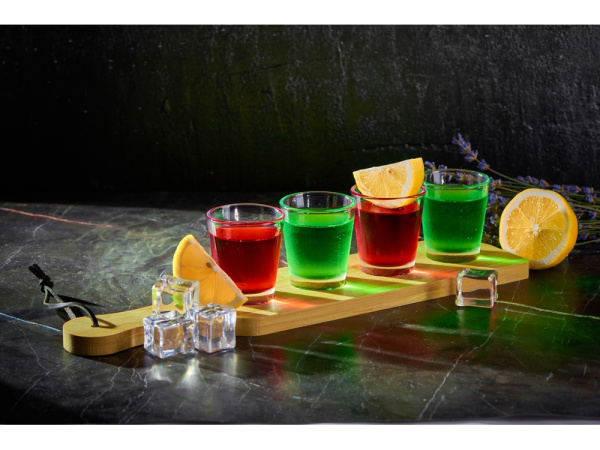 Набор стопок на бамбуковой подставке «Shots», Цвет прозрачный, натуральный