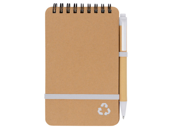 Блокнот «Masai» с шариковой ручкой, Цвет бежевый, белый