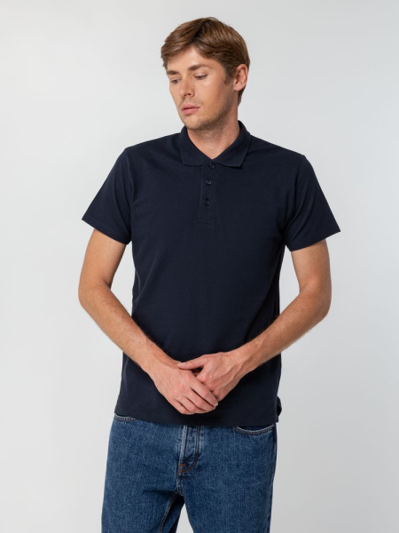 Рубашка поло мужская Spring 210 темно-синяя (navy), S–5XL