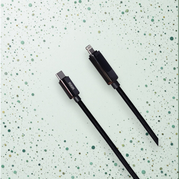 Кабель USB MRM PD87L USB Type-C-L, длина 1000мм, ток 3.1А, мощность 20Вт, с дисплеем, черный / Удобство и контроль зарядки для современных устройств