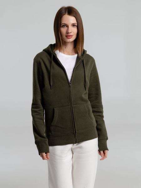 Толстовка на молнии с капюшоном унисекс King, хаки, XS–3XL