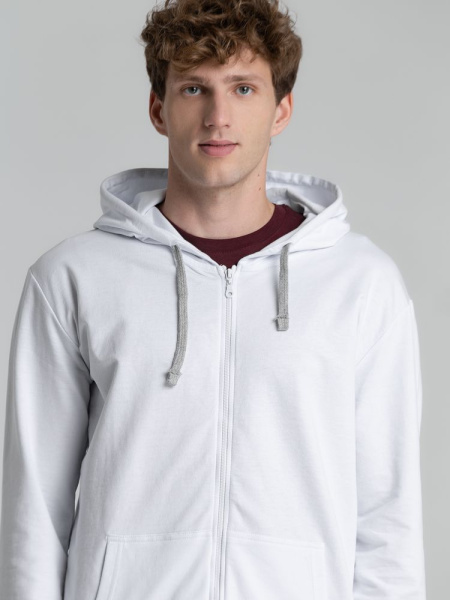 Толстовка на молнии с капюшоном Unit Siverga, белая, XS–4XL