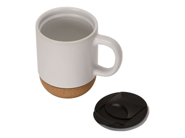 Кружка с пробковым дном и крышкой «Denpasar», Цвет белый матовый