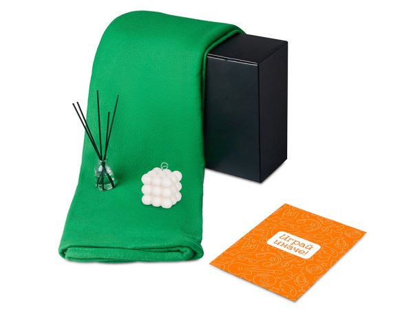 Подарочный набор «Re:y. Cocoon с пледом, свечой и диффузором, Цвет зеленый