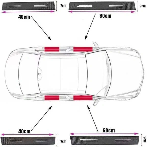 Карбоновые наклейки на пороги авто Mercedes Benz, все модели / Защищают от царапин и потертостей