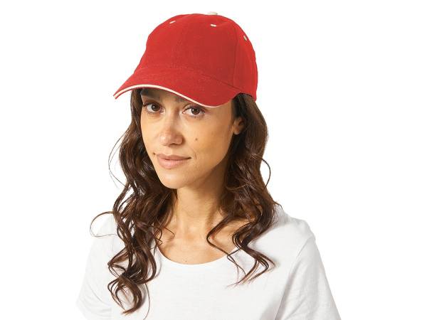 Бейсболка «New Castle», Цвет красный/натуральный