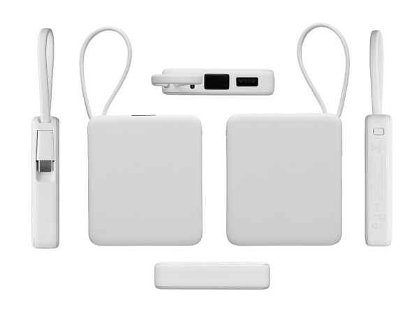 Внешний аккумулятор со встроенным кабелем USB-C «Дэнси», 5000 мАч, Цвет белый